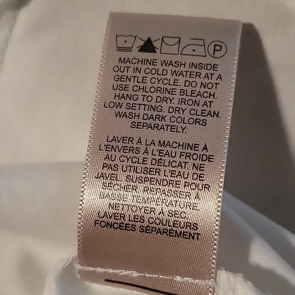 NWOT Crisp White Cotton Stretch Blouse, Short Sleeve, Ruffled V-neck, S - Picture 15 of 15